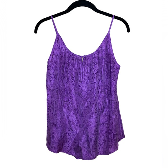 Rebecca Taylor Purple Beaded Flounce 100% Silk Python Cami size 2 - Picture 3 of 3